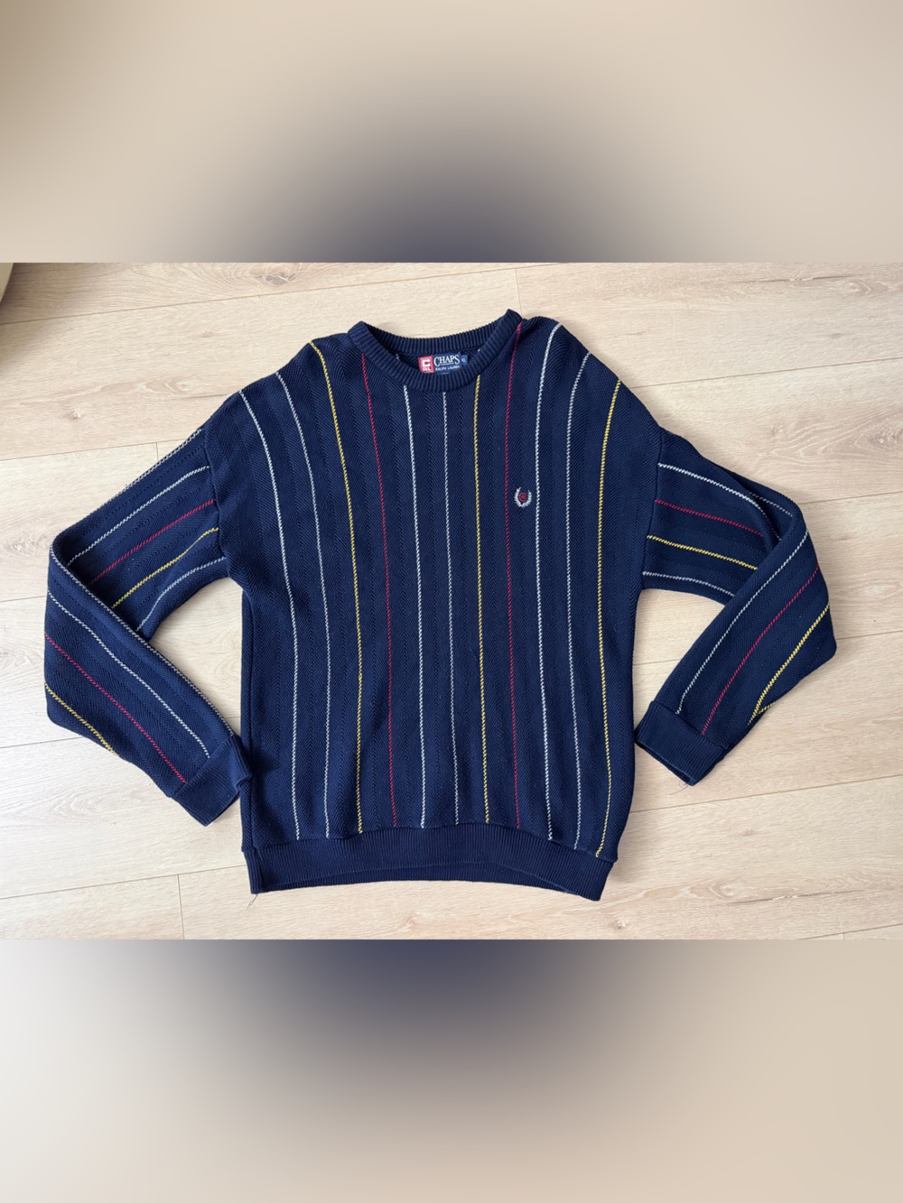 Vintage Chaps Ralph Lauren Pullover Sweater Mens XLarge USA Knitted Cotton Navy